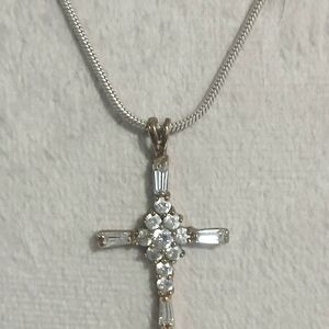Elegant Gold and Silver Cross Pendant Necklace